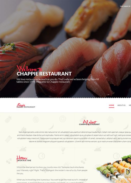 Готовый сайт для суши-бара или ресторана Chappie Sushi Bar