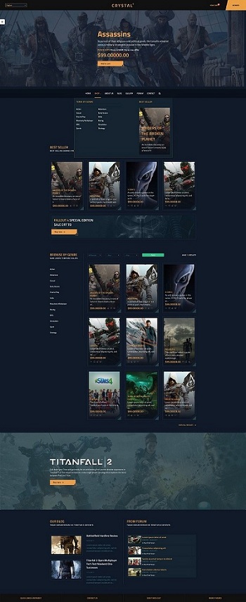 Готовый интернет-магазин для продажи игр и цифровых товаров xCrystal