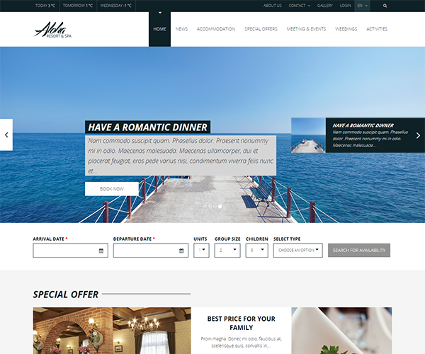 Сайт для отеля и гостиницы под ключ Aloha — онлайн‑бронирование | Аплайк