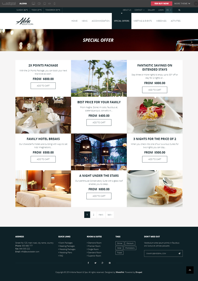 Сайт для отеля и гостиницы под ключ Aloha — онлайн‑бронирование | Аплайк