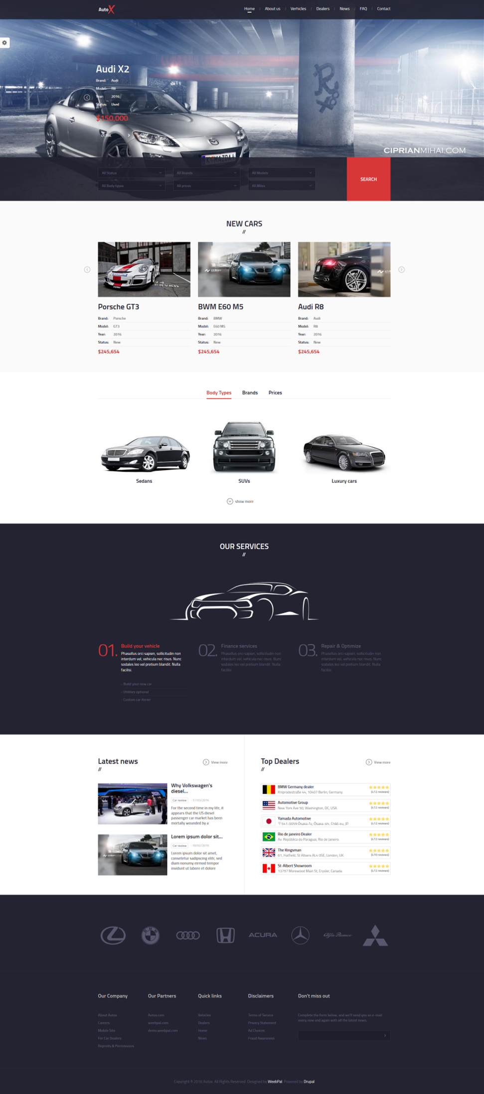 Сайт автосалона и автосервиса под ключ AutoX — каталог авто на Drupal | Аплайк