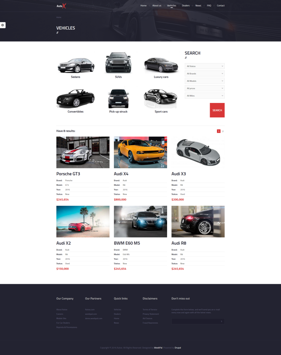 Сайт автосалона и автосервиса под ключ AutoX — каталог авто на Drupal | Аплайк