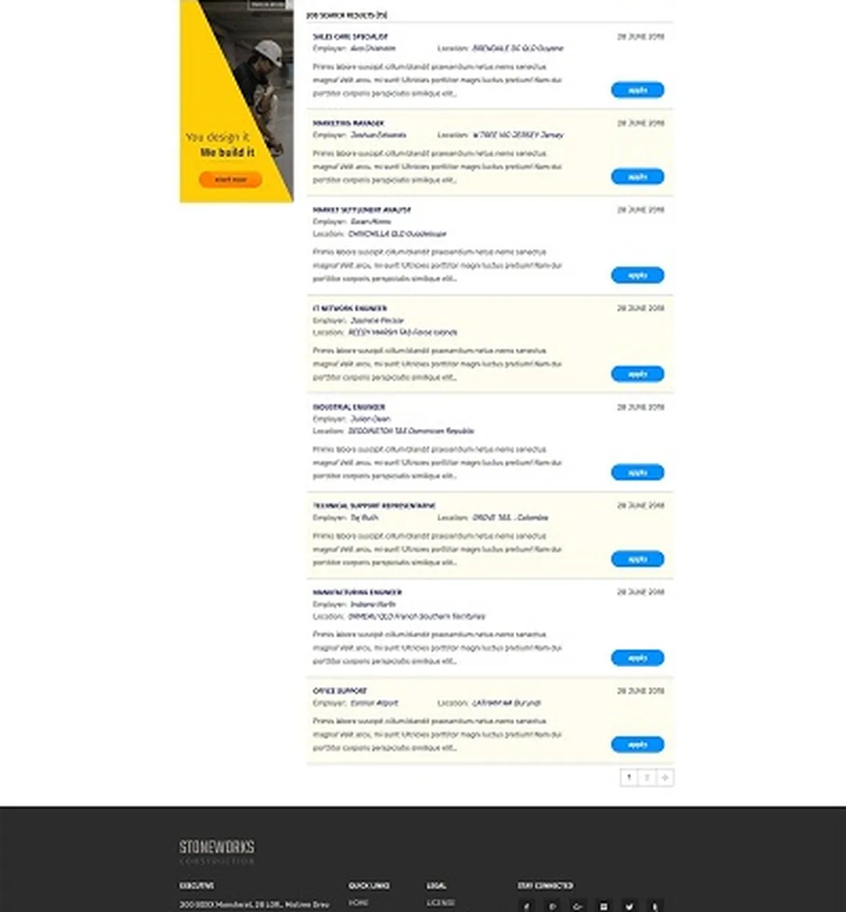 Сайт строительной компании Stoneworks под ключ — проекты, вакансии, новости | Аплайк